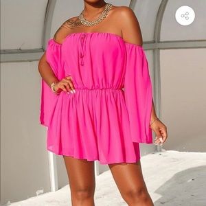 Pink Off Shoulder Romper
